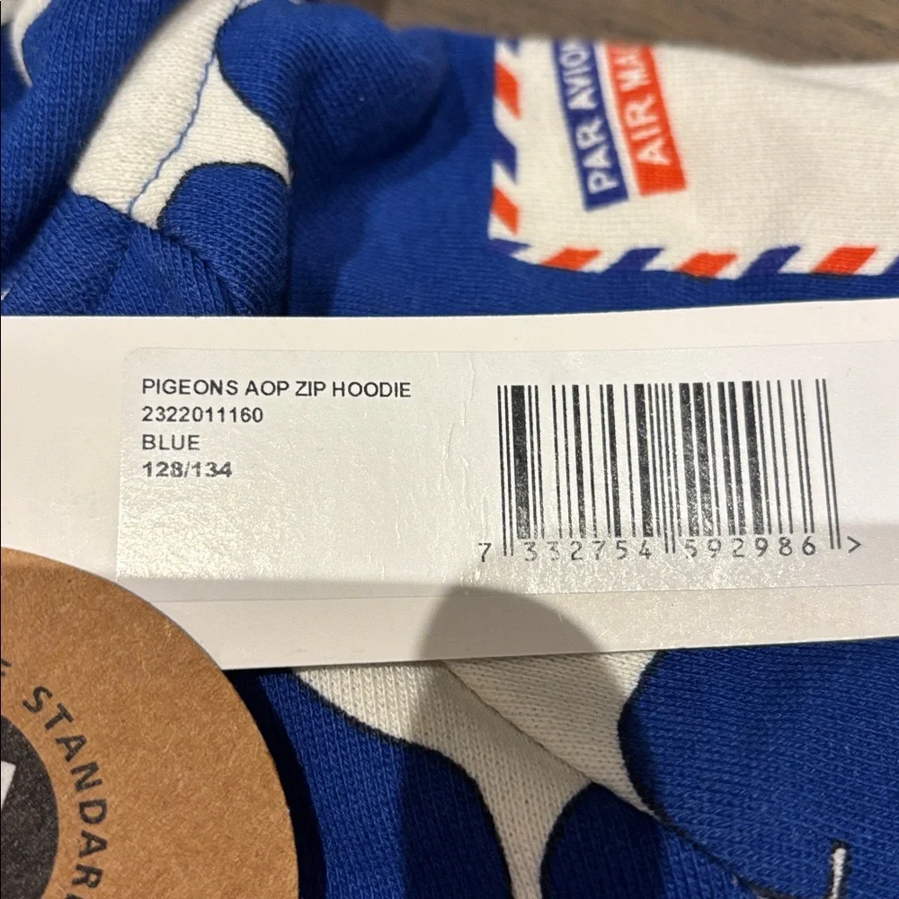 Mini Rodini pigeons Blue Hoodie - Picture 4 of 7